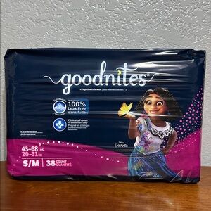 NEW Goodnites Girls Bedwetting Underwear Size S/M (43-68 Ibs) Pull Ups 38 Count